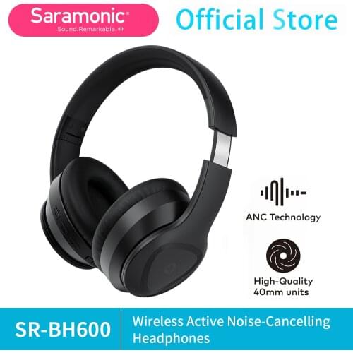 Saramonic SR-BH600 Wireless Active Noise-Cancelling Headphones foldable design High Quality Bass for PC Smartphone Computer