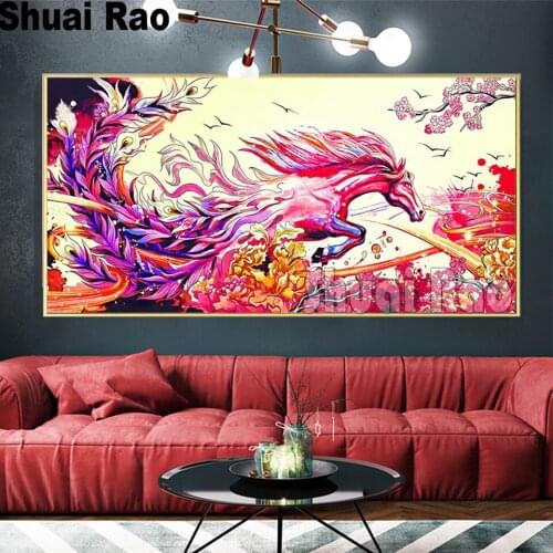 Large size diamond Painting Fantasy galloping horse 5d diy diamond art Diamond Mosaic Cross embroidery rhinestone picture 3d
