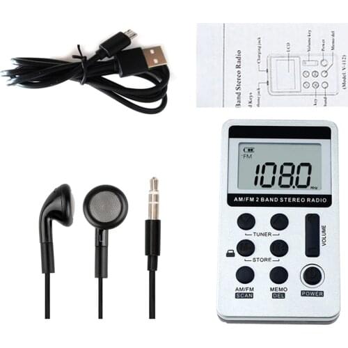 HanRongDa HRD-103 AM FM Digital Radio 2 Band Stereo Receiver Portable Pocket Radio w/ Headphones LCD Screen with headphone