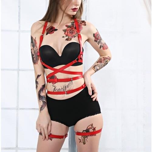 CKMORLS Sexy Red Harness Sex Buttocks Body Bondage Strap Cage Suspender Bridal Garters Belt Goth Lingerie Erotic Leg Strap