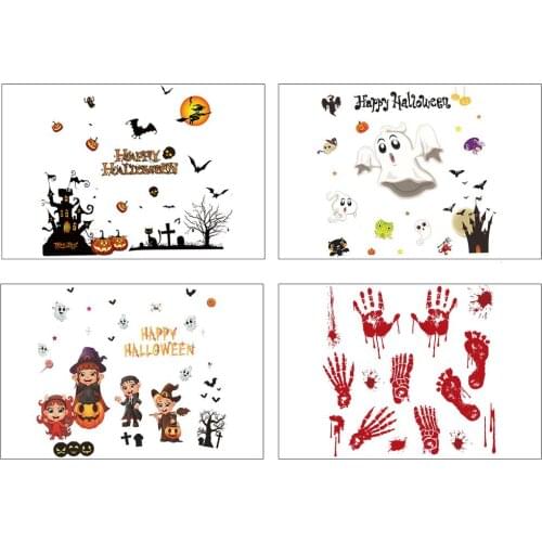 Halloween Color Electrostatic Stickers Window Stickers Ghost Holiday Decorations DIY Decor Bar Room Halloween PartyWall Sticker