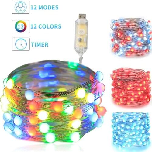 10M 20M Christmas Tree Decoration USB Powered RGB LED Fairy String Lights with Remote Control