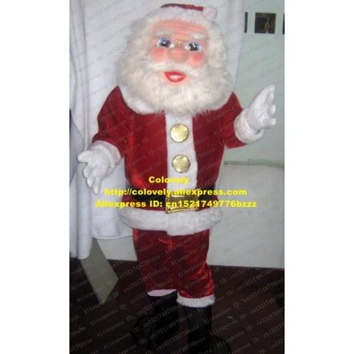 Gracious Red Kriss Kringle Santa Klause Father Christmas Santa Claus Mascot Costume With White Hairy Bushy Beard No.360 Free Sh