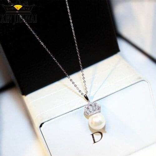 18K Rose Gold Diamond Crown Jewelry Silver Pearl Pendant Short Accessories Clavicle Chain Feminine Simple Decorative Necklace