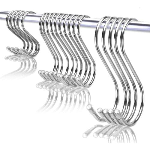 Hanging Hooks 5 Pack S Stainless Steel Hanging Hooks Heavy Duty Hooks L 4.8" M 3.5" S 2.5" Metal Kitchen Pot Rack Closet Hook