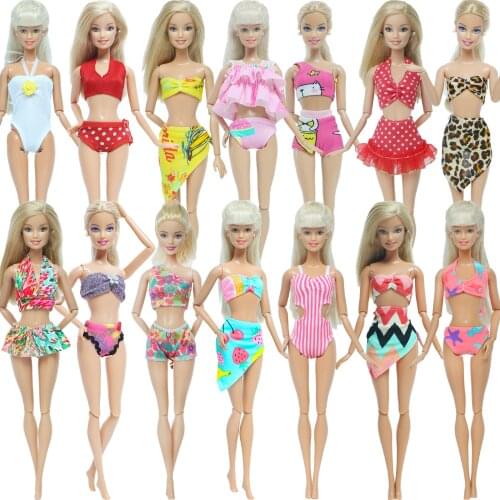 5x Random Fashion Swimming Wear Swimsuits Beach Bathing Swimwears Bikini Summer Clothes For Barbie Doll Accessories Toy Kid