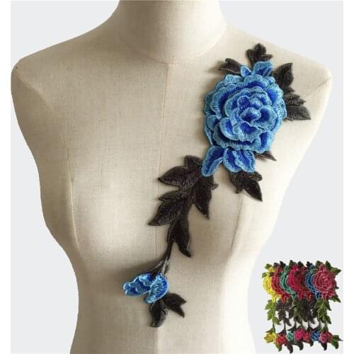 Multiple colour 3D flower Embroidered applications for sewing Lace collar DIY Lace fabric Craft materials Dresses accessories