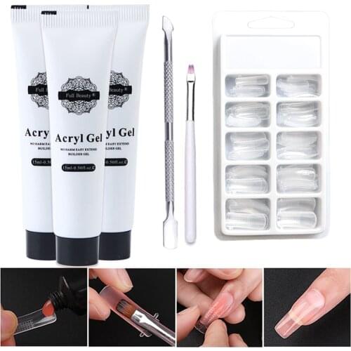 1pc or 4pc/kit Nail Set Crystal Acrylic Gel For Nail Extention Fake Tips LED UV Gel Nail Art Polish Manicure LA1522-1