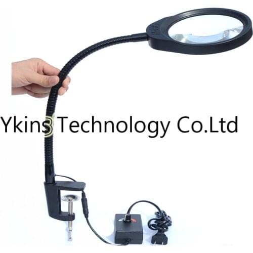 Desktop magnifier 10X magnifying glass table machine soft rod dimmable LED light magnifier for reading repairing and inspection