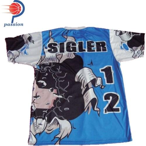 Sky Blue Light Weight Breathable Softball Team Jerseys For Softball League With Big Front Back Logos