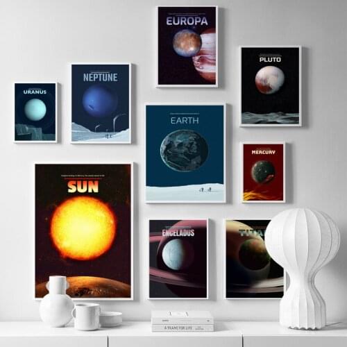 Neptune Earth Sun Universe Planet Space Wall Art Canvas Painting Nordic Posters And Prints Wall Pictures For Living Room Decor
