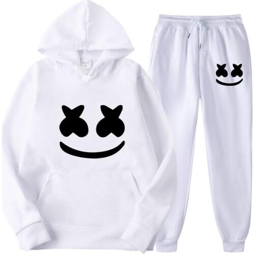 2021 Autumn New Mens Sports Suit Printed Hooded Sweater + Pants Fashion Sports Sweater Ladies Casual Suit Outdoor Jogging