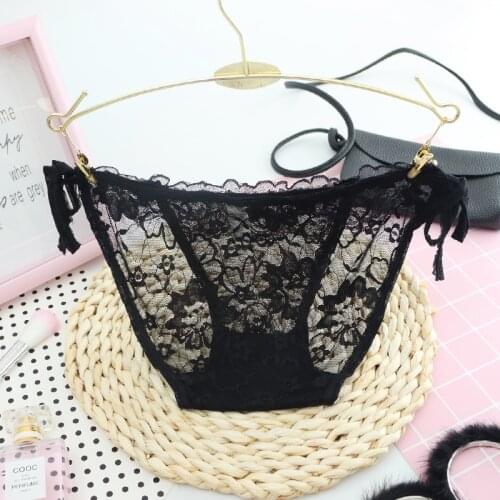New Female Free SizeThong G-string womens Transparent panties Cotton Lace Underwear Womens Panties Low Waist Intimates Thongs