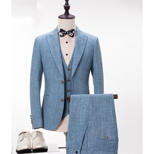New Arrival Groom Tuxedos 3 Psc Groomsman Suit Notched Lapel Dinner Suit 2 buttons Wedding suit Custom Made Man Suit