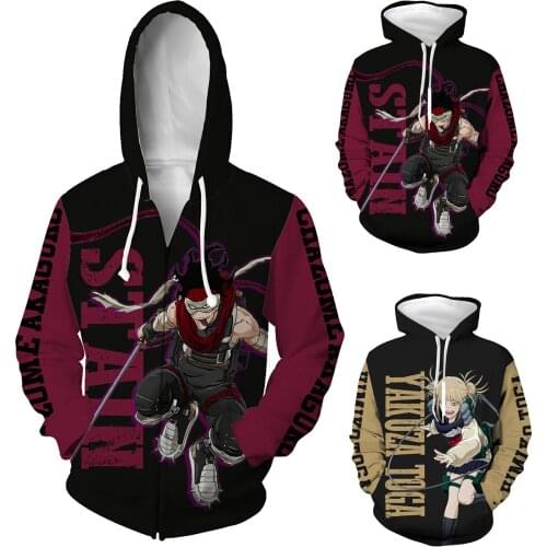 New Anime My Hero Academia Hoodies Himiko Toga Casual Anime Men Hoodie Cosplay Costume Sweatshirt Streetwear Top Coat