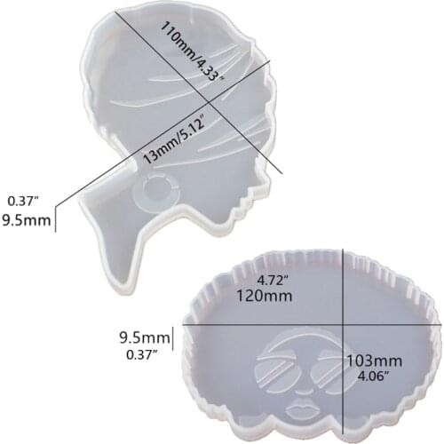 P0RF Afro Female Epoxy Resin Mold Tea Mat Human Head Coaster Tray Silicone Mould DIY Art Craft Tool Handmade Table Decoration