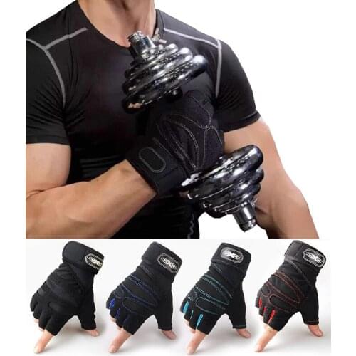 Cycling Gloves Gym Fitness Gloves Power Weightlifting Sports Half Finger Hand Gloves Outdoor Sports Silicone Non-slip Protection