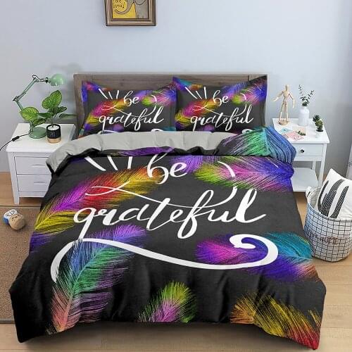 Fantasy Feather Bedding Set Colorful Fashion 3D Print Comforter Luxury Queen King Single Duvet Cover Set Home Textile Decor