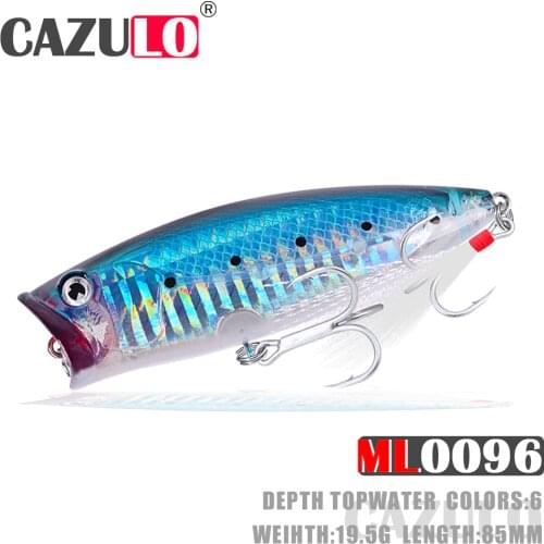 Popper Fishing Lures Isca Artificial Weights 19.5g 85mm Floating Baits Topwater Holographic Wobblers Pesca For Pike Fish Leurre