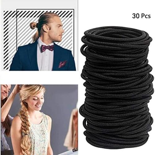 30/50PCS Black Elastic Hair Bands Hair Ties for Thick and Curly No Metal Hair items for Men Women hair accessories Rubber band