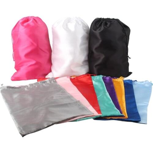 Luxury silky 28X40cm Plain Big size Virgin hair wig packaging satin bags shoe hair dryer storage packing bags
