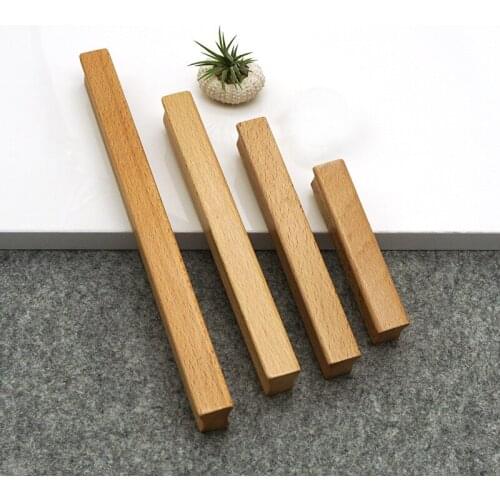 1PCS Modern Simple Nordic Cabinet Solid Wood Pulls Wardrobe Door Closet Dresser Handles and Knobs Furniture Hardware