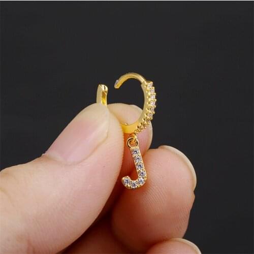 1 pcs Alphabet A-Z Letter Initial Hoop Earrings For Women And Girl Punk Crystal A B C D E Z Drop Ear Pendientes Birthday Gift