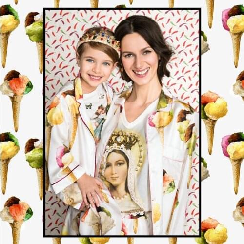 White Ice Cream Cartoon Printing Mulberry Silk Silk Stretch Satin Fabric Dress Cheongsam Shirt Handmade Clothes Cloth