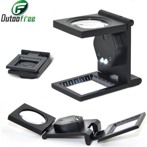 1PC 28mm 10X Microscope Folding Magnifier Stand Loupe with Scale for Textile Optical Mini Foldable Magnifying Glass Tool