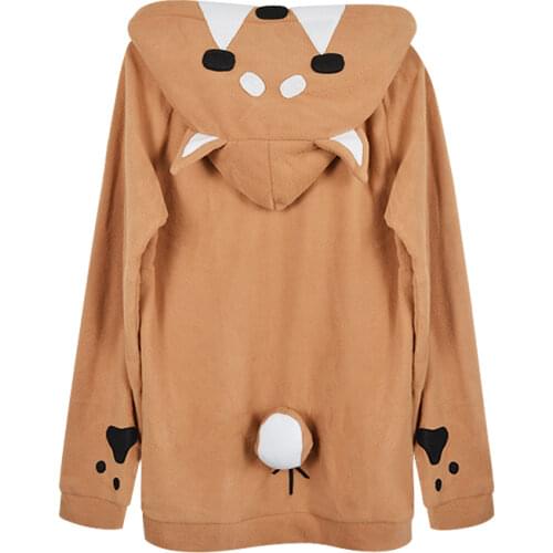 Doge Muco Hoodie Long Sleeve Cute Shiba Inu Dog Clothes Animal Causal Hooded Autumn Winter Warm Sweatshirt 3D Dog Ear and Tail