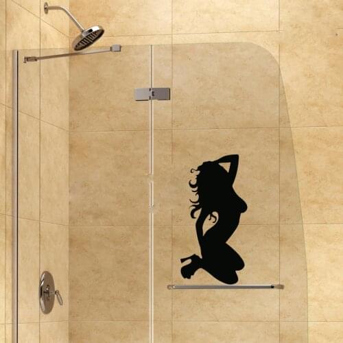 Sexy Beauty Silhouette Of The Bathroom Glass Vinyl Toilet Door Vinyl Stickers 2WS0044