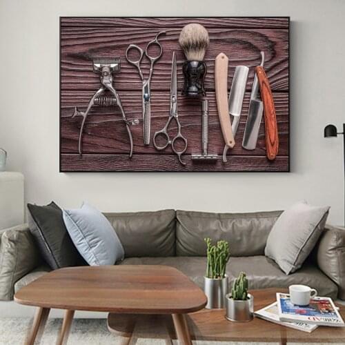 Vintage Barber Shop Haircut Tools Canvas Painting Retro Posters and Prints Abstract Wall Art Pictures for Living Room Home Decor