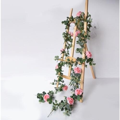 Silk Artificial Rose Vine Hanging Flowers for Wall Christmas Rattan Fake Plants Leaves Garland Romantic Wedding Home Decoration