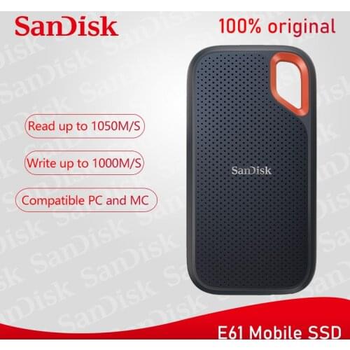 Sandisk e61 ssd externo portátil 1tb 500gb 2tb 1050mb/s rígido usb3.2 gen2 hd ssd disco de estado sólido para desktop portátil