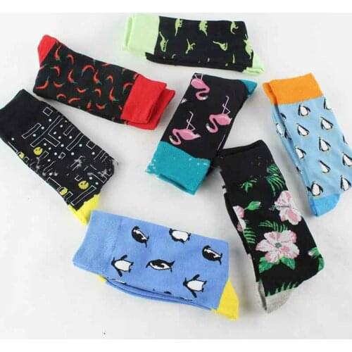 Snacks pattern Harajuku happy socks mens funny combed cotton dress casual wedding socks colorful novel skateboard socks women