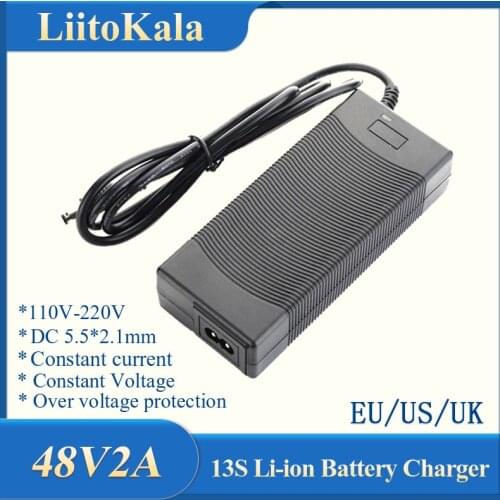 LiitoKala 13S 48V 2A Lithium-ion battery pack charger 5.5*2.1mm Universal 54.6V 2A AC DC Power Supply Adapter