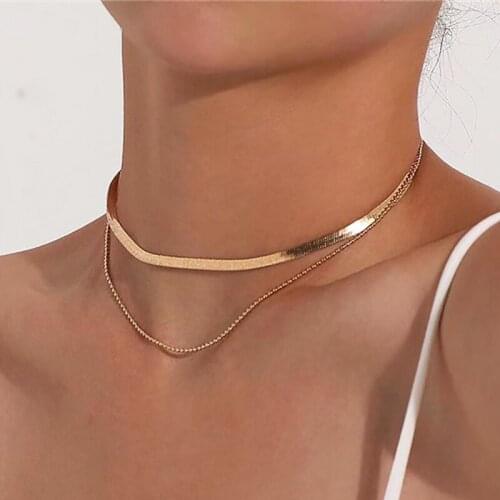 Kpop Women Neck Chain Gold Color Choker Necklaces Snake Chain On The Neck Minimalist Pendant Jewelry 2021 Girl Chocker Collar