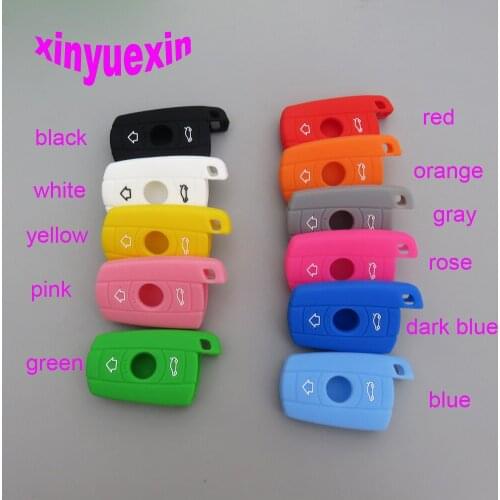 50PCS Xinyuexin Silicone Car Key Cover Case For BMW E90 E91 E92 E60 X1 X5 1 3 5 6 Series Remote Key Jacket Car-stying 3Button