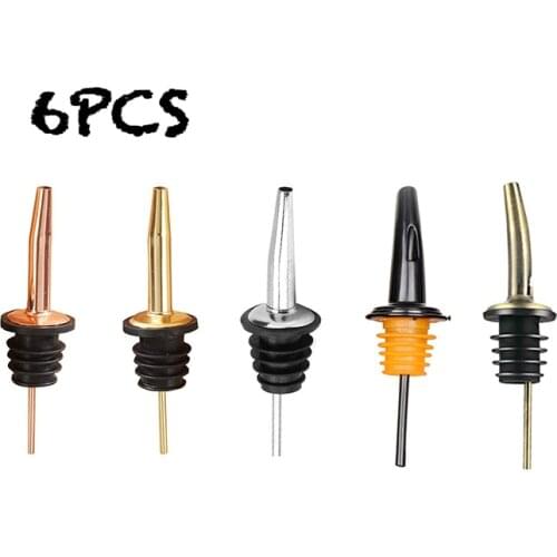 6PCS Stainless Steel Wine Pourer Stopper Bottle Pourer Spout Stopper Speed Pourer Bar Wine Accessories Set of 6