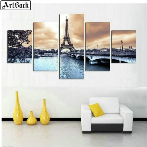 ARTBACK 5d Diamond Painting Paris Tower Landscape Picture for Living Room Decoration Full Square Drill Diamond Mosaic Kit