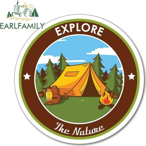 EARLFAMILY 13cm x 12.9cm for Explore The Nature Car Stickers Sunscreen Anime Decals Waterproof Windshield Laptop Decoration