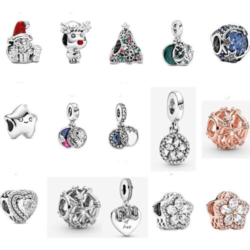 Free Shipping 925 Sterling Silver Sparkling Snowflake Circle Dangle Charms Fit Original Pandora Bracelet For Women DIY Jewelry