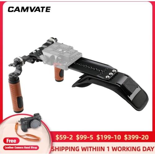 CAMVATE Pro Shoulder Mount Rig With 12" ARRI Dovetail Bridge Plate & Rosette Handles For Canon C100/200/300/Sony fs5/fs7/AU-EVA1
