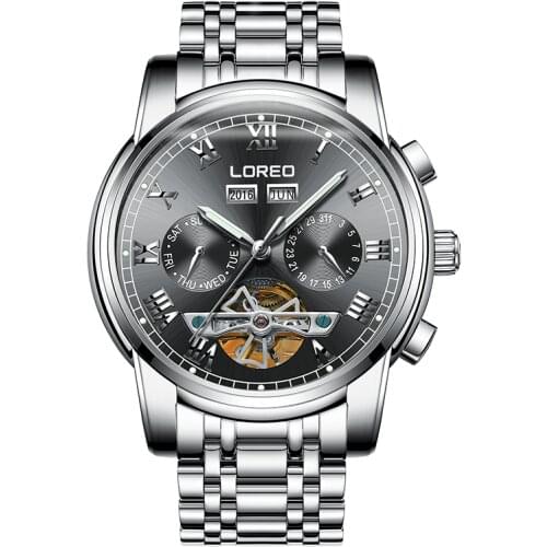 Fashion Tourbillon Mechanical Watch Men Automatic LOREO Mens Watches Top Brand Luxury Sapphire Perpetual calendar Luminous Watch