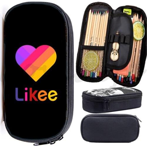 Russia LIKEE Pencil Case Students School Pen Case Cartoon Pencil Bag Video App Likee Pen Bag Kawaii Pencil Box Cute Makeup Bags