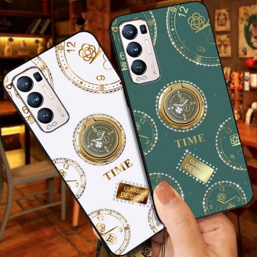 Bling Diamond Holder Case for Reno 5 Pro Reno 4 Z 5G 2Z 2F Slim Watch Rhinestone Stand Ring Cover For OPPO Find X3 Pro X2