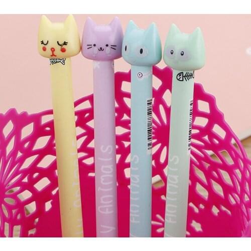 40 PCs cute cartoon cat neutral pen creative student stationery kitten water-based signature pen office supplies