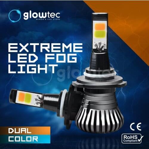 1pair DUAL COLOR FOG LED light Car driving Bulbs H1, H3 H7, H8, H11, 9005, 9006 880 881 80W white blue yellow ICE GLOWTEC