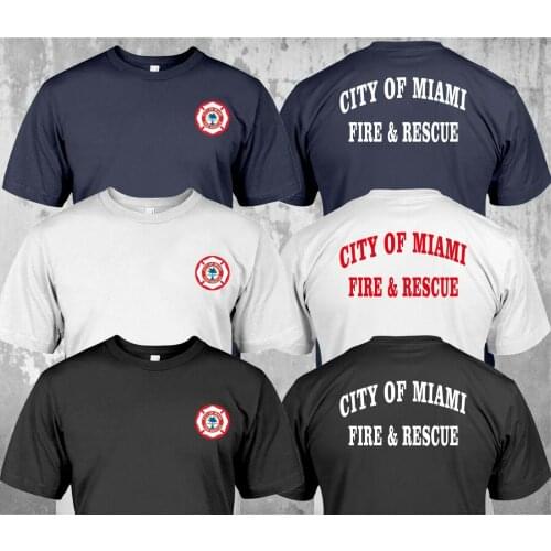 New City of Miami Fire Rescue Fire Department Firefighter Double Side T-Shirt 2019 Summer MenS Street Style Printing T Shirts