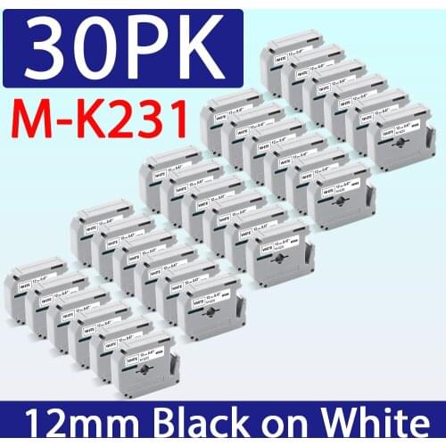 Ecowell 10PK MK231 Black on White label tape For Brother 12MM MK-231 MK-231 Ribbon Compatible for Brother P-touch Label Maker